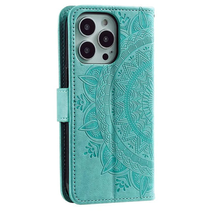 For iPhone 16 Pro Max Stand Case Imprinted Totem PU Leather Wallet Phone Cover