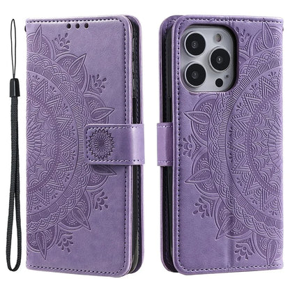 For iPhone 16 Pro Max Stand Case Imprinted Totem PU Leather Wallet Phone Cover