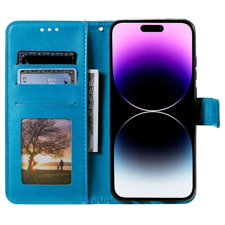 For iPhone 16 Pro Max Stand Case Imprinted Totem PU Leather Wallet Phone Cover