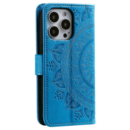 For iPhone 16 Pro Max Stand Case Imprinted Totem PU Leather Wallet Phone Cover