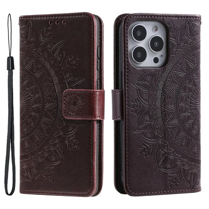 For iPhone 16 Pro Max Stand Case Imprinted Totem PU Leather Wallet Phone Cover