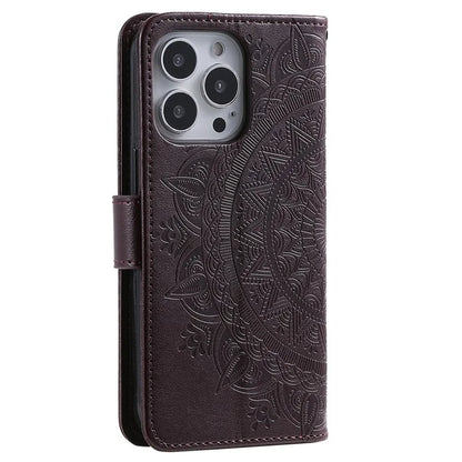 For iPhone 16 Pro Max Stand Case Imprinted Totem PU Leather Wallet Phone Cover