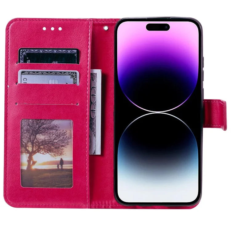 For iPhone 16 Pro Max Stand Case Imprinted Totem PU Leather Wallet Phone Cover