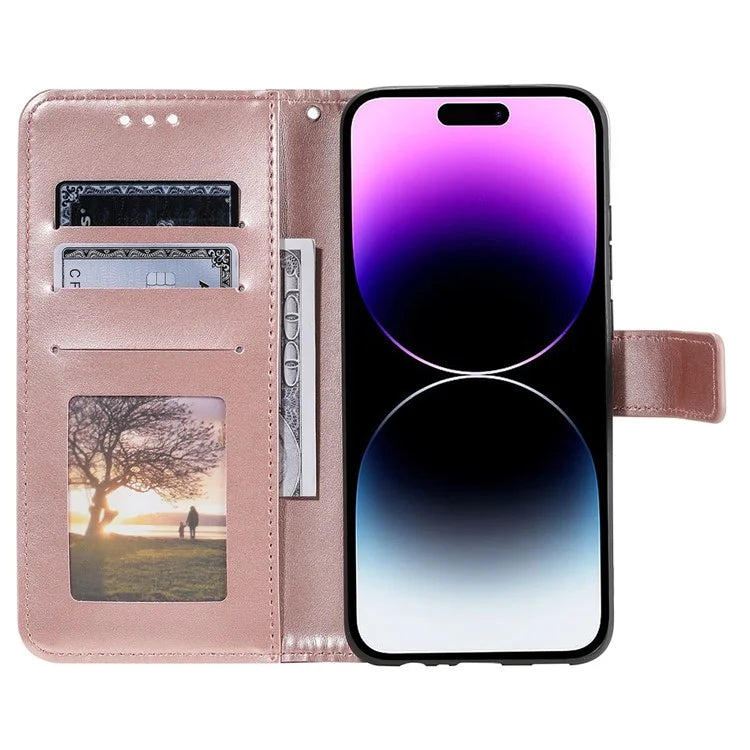 For iPhone 16 Pro Max Stand Case Imprinted Totem PU Leather Wallet Phone Cover