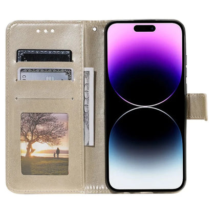 For iPhone 16 Pro Max Stand Case Imprinted Totem PU Leather Wallet Phone Cover