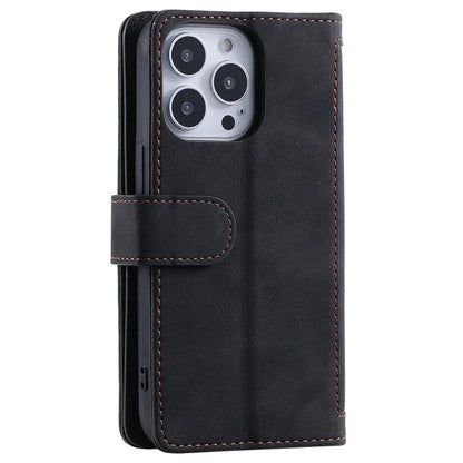 For iPhone 16 Pro Max Case Zipper Pocket 9 Card Slots PU Leather Phone Cover