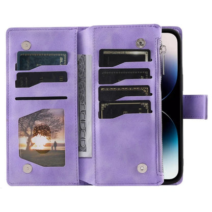 006 For iPhone 16 Pro Max Case PU Leather Zipper Phone Cover Mandala Flower Pattern