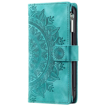 006 For iPhone 16 Pro Max Case PU Leather Zipper Phone Cover Mandala Flower Pattern