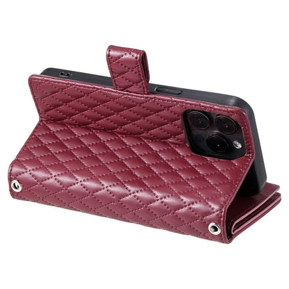 Style 012 for iPhone 16 Pro Max Case Zipper Pocket Glitter Leather Phone Cover