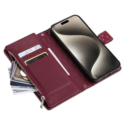 Style 012 for iPhone 16 Pro Max Case Zipper Pocket Glitter Leather Phone Cover