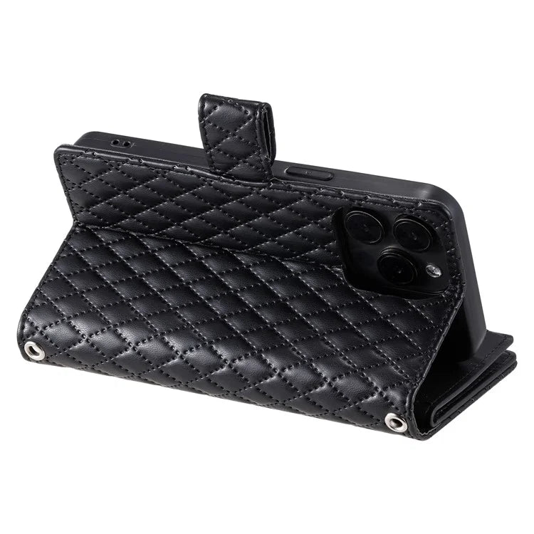 Style 012 for iPhone 16 Pro Max Case Zipper Pocket Glitter Leather Phone Cover