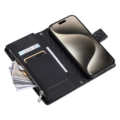 Style 012 for iPhone 16 Pro Max Case Zipper Pocket Glitter Leather Phone Cover