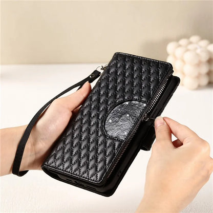 Style 012 for iPhone 16 Pro Max Case Zipper Pocket Glitter Leather Phone Cover