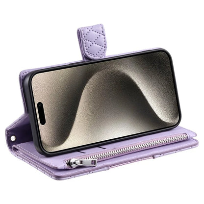 Style 012 for iPhone 16 Pro Max Case Zipper Pocket Glitter Leather Phone Cover