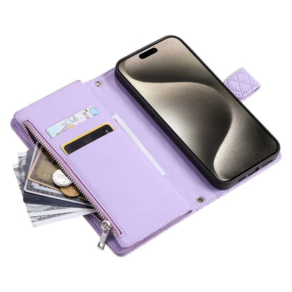 Style 012 for iPhone 16 Pro Max Case Zipper Pocket Glitter Leather Phone Cover
