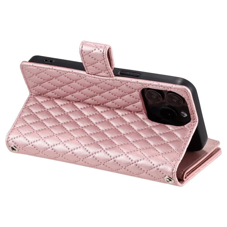 Style 012 for iPhone 16 Pro Max Case Zipper Pocket Glitter Leather Phone Cover