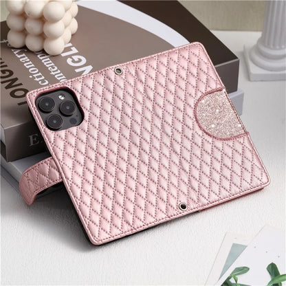 Style 012 for iPhone 16 Pro Max Case Zipper Pocket Glitter Leather Phone Cover