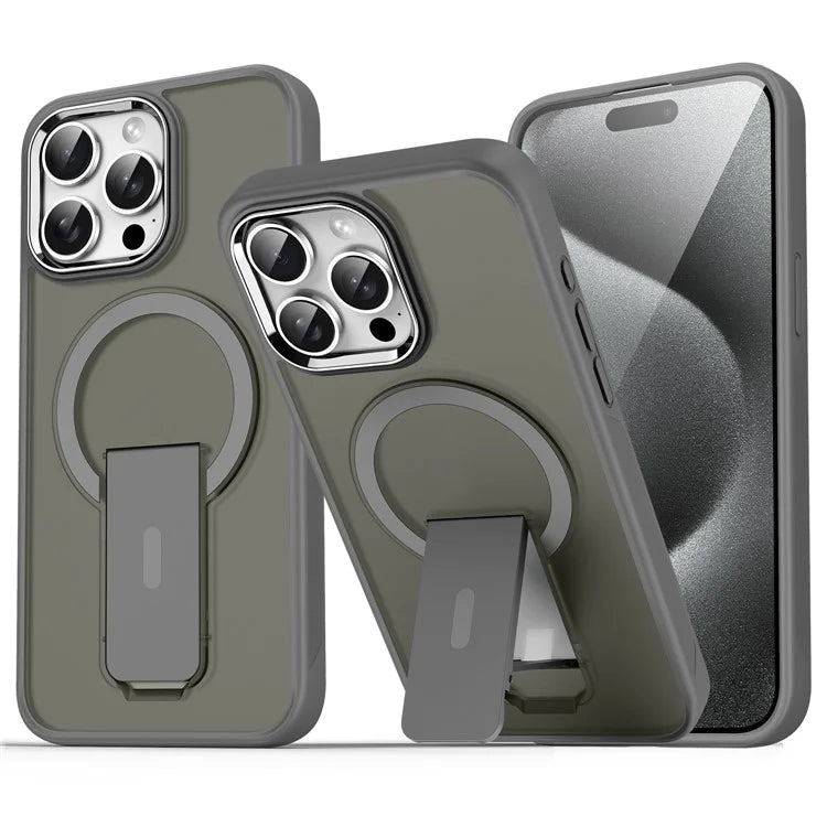 For iPhone 15 Pro Case Compatible with MagSafe PC+TPU Kickstand Phone Cover