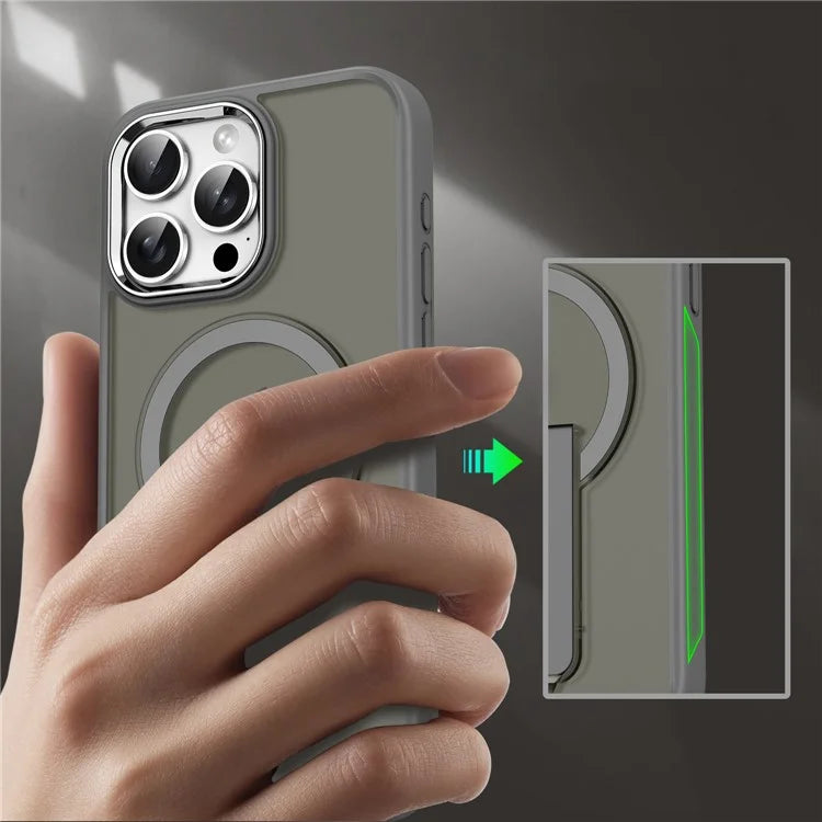 For iPhone 15 Pro Case Compatible with MagSafe PC+TPU Kickstand Phone Cover