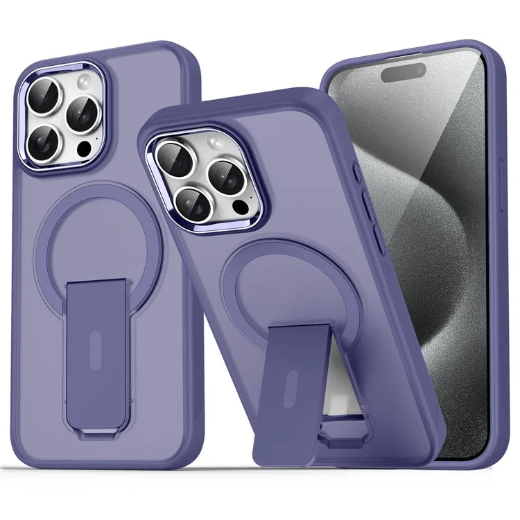 For iPhone 15 Pro Case Compatible with MagSafe PC+TPU Kickstand Phone Cover