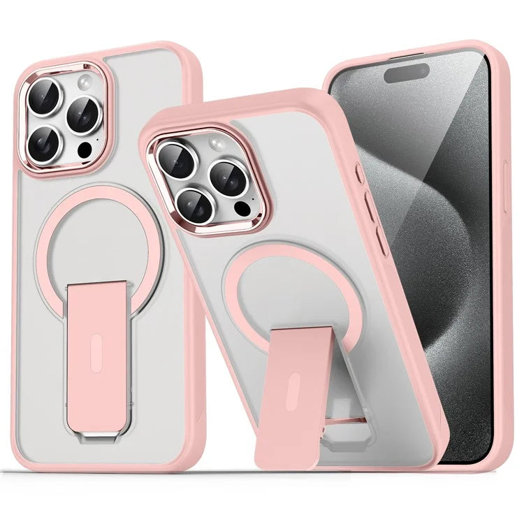 For iPhone 15 Pro Case Compatible with MagSafe PC+TPU Kickstand Phone Cover