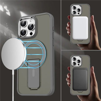 For iPhone 15 Pro Case Compatible with MagSafe PC+TPU Kickstand Phone Cover