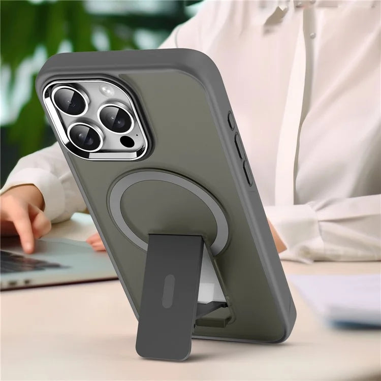 For iPhone 15 Pro Case Compatible with MagSafe PC+TPU Kickstand Phone Cover