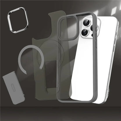 For iPhone 15 Pro Case Compatible with MagSafe PC+TPU Kickstand Phone Cover