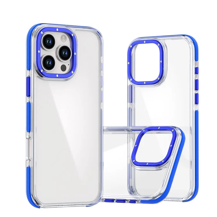 For iPhone 16 Pro Max Case Anti-Drop Dual Color PC+TPU Transparent Phone Cover