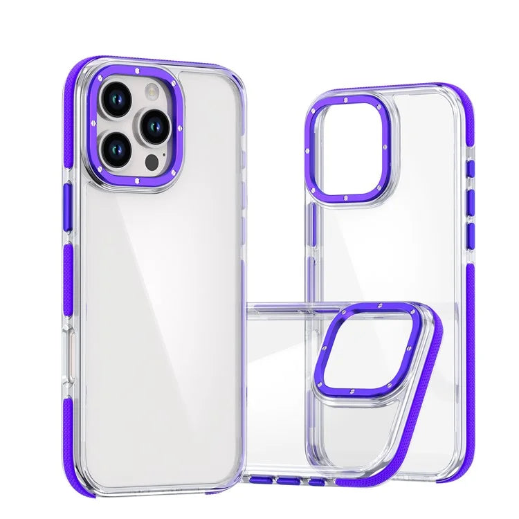 For iPhone 16 Pro Max Case Anti-Drop Dual Color PC+TPU Transparent Phone Cover