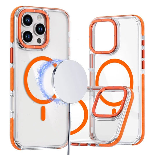 For iPhone 16 Pro Max Case Anti-Drop Dual Color PC+TPU Transparent Phone Cover Compatible with MagSafe