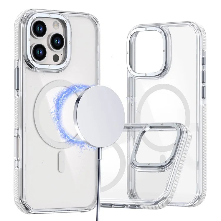 For iPhone 16 Pro Max Case Anti-Drop Dual Color PC+TPU Transparent Phone Cover Compatible with MagSafe