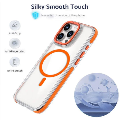 For iPhone 16 Pro Max Case Anti-Drop Dual Color PC+TPU Transparent Phone Cover Compatible with MagSafe