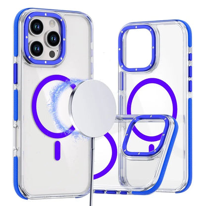 For iPhone 16 Pro Max Case Anti-Drop Dual Color PC+TPU Transparent Phone Cover Compatible with MagSafe