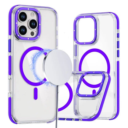 For iPhone 16 Pro Max Case Anti-Drop Dual Color PC+TPU Transparent Phone Cover Compatible with MagSafe