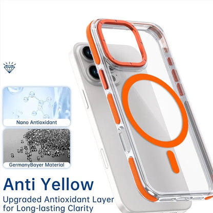 For iPhone 16 Pro Max Case Anti-Drop Dual Color PC+TPU Transparent Phone Cover Compatible with MagSafe