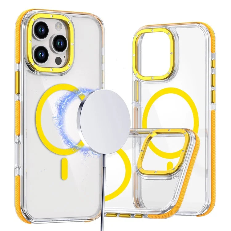 For iPhone 16 Pro Max Case Anti-Drop Dual Color PC+TPU Transparent Phone Cover Compatible with MagSafe