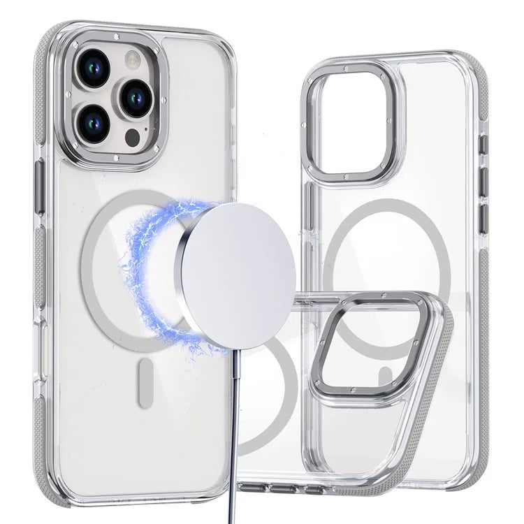 For iPhone 16 Pro Max Case Anti-Drop Dual Color PC+TPU Transparent Phone Cover Compatible with MagSafe