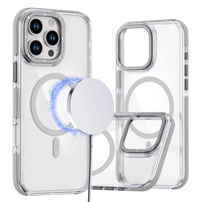 For iPhone 16 Pro Max Case Anti-Drop Dual Color PC+TPU Transparent Phone Cover Compatible with MagSafe