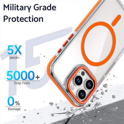 For iPhone 16 Pro Max Case Anti-Drop Dual Color PC+TPU Transparent Phone Cover Compatible with MagSafe