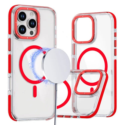 For iPhone 16 Pro Max Case Anti-Drop Dual Color PC+TPU Transparent Phone Cover Compatible with MagSafe