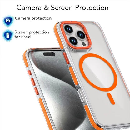 For iPhone 16 Pro Max Case Anti-Drop Dual Color PC+TPU Transparent Phone Cover Compatible with MagSafe