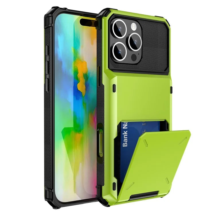 For iPhone 16 Pro Phone Cover PC+TPU Dual Layer Back Case with Card Holder