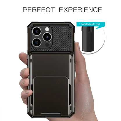 For iPhone 16 Pro Phone Cover PC+TPU Dual Layer Back Case with Card Holder