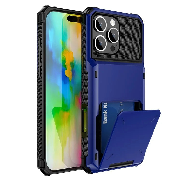 For iPhone 16 Pro Phone Cover PC+TPU Dual Layer Back Case with Card Holder