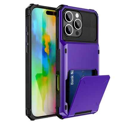 For iPhone 16 Pro Phone Cover PC+TPU Dual Layer Back Case with Card Holder