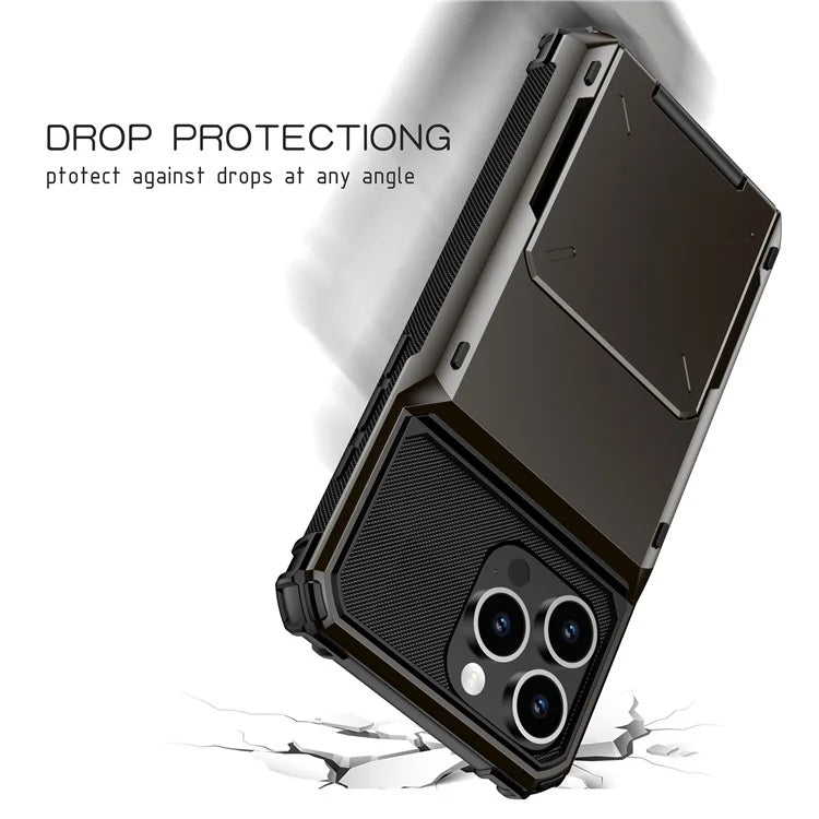 For iPhone 16 Pro Phone Cover PC+TPU Dual Layer Back Case with Card Holder