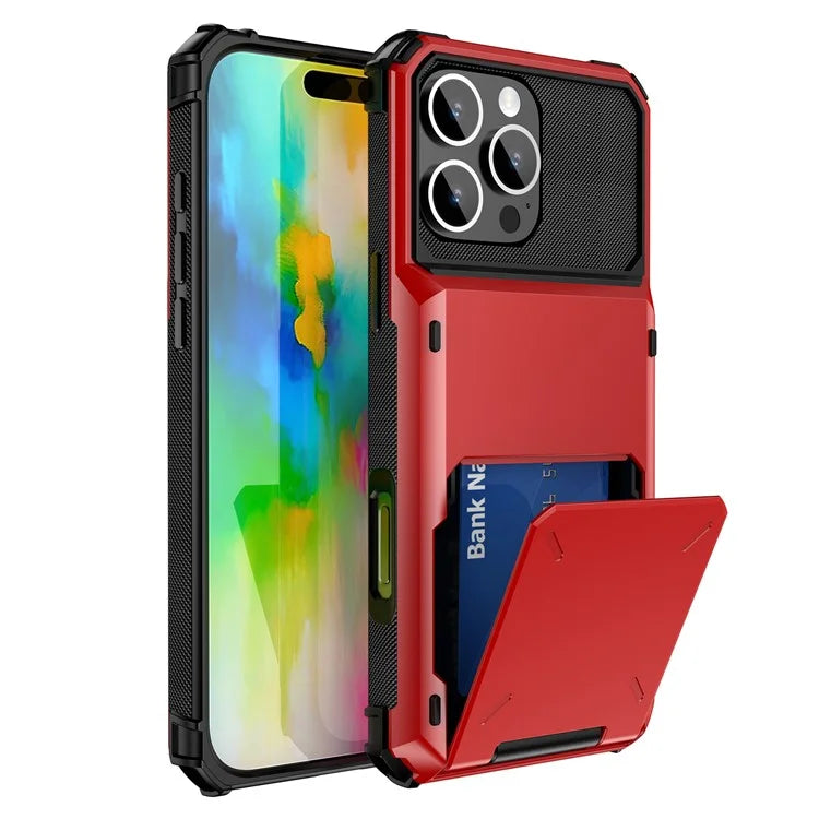 For iPhone 16 Pro Phone Cover PC+TPU Dual Layer Back Case with Card Holder