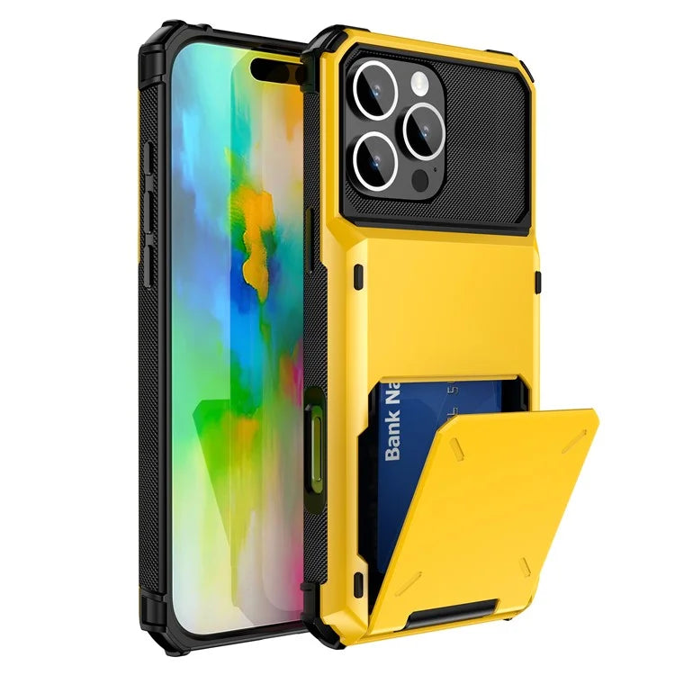 For iPhone 16 Pro Phone Cover PC+TPU Dual Layer Back Case with Card Holder