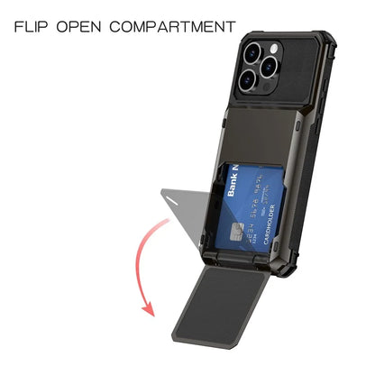 For iPhone 16 Pro Phone Cover PC+TPU Dual Layer Back Case with Card Holder